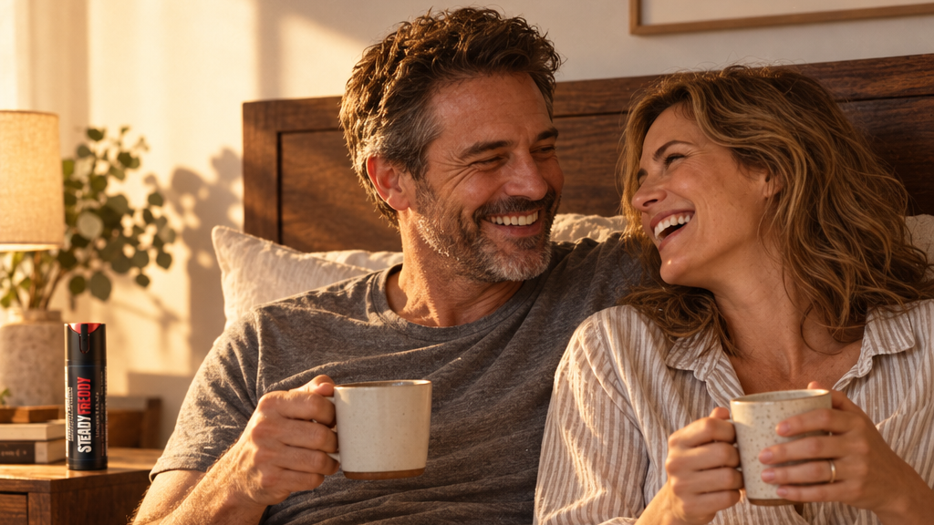 A couple relaxed together in the morning.